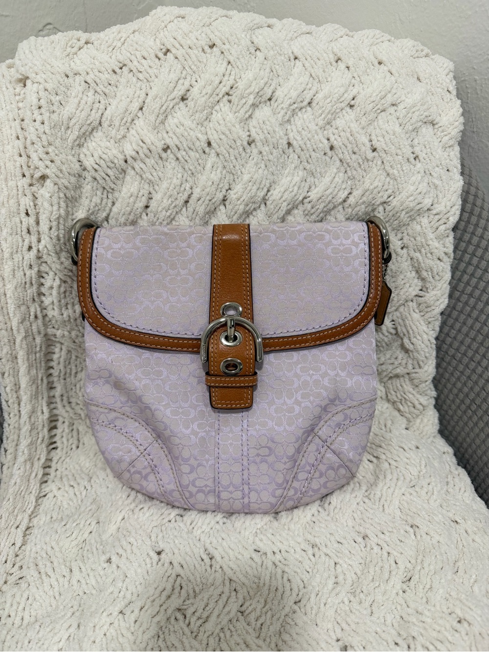 Coach Lilac Crossbody with Tan Trim